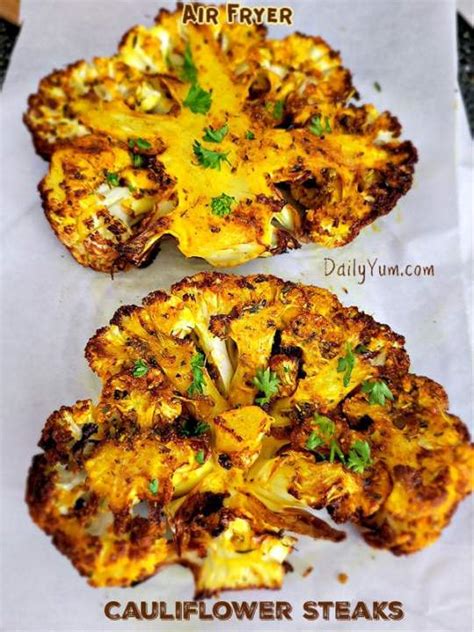 Crispy And Delicious Air Fryer Cauliflower Steaks Daily Yum