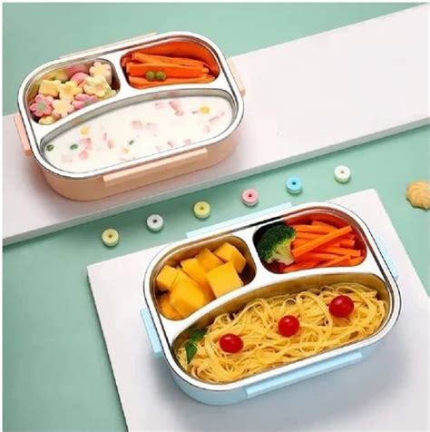 Reheat Steel Leak Proof 3 Compartment Lunch Box Bento Box For Adults At