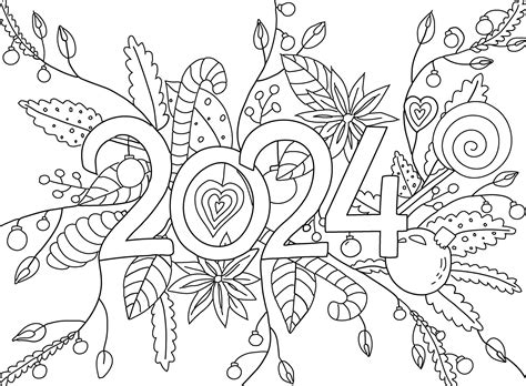 Happy New Year 2024 Coloring Pages Bev Karlie