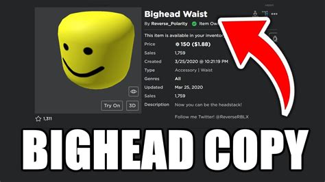 New Bighead Item Biggest Copy Of All Time Youtube