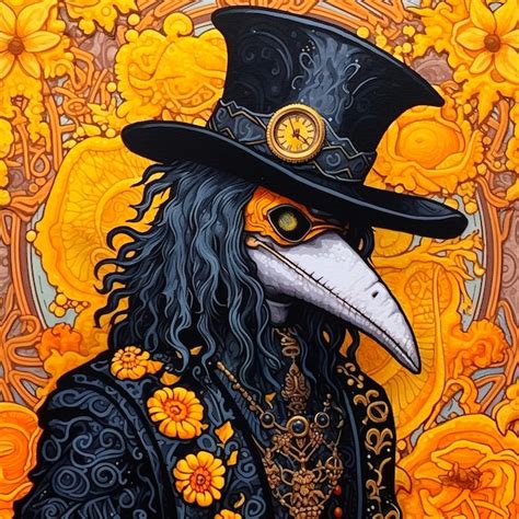 Premium Ai Image A Painting Of Plague A Doctor With A Black Top Hat