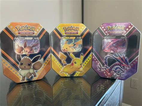 Pokemon V Power Tin Lot Of Pikachu Eevee Eternatus Se