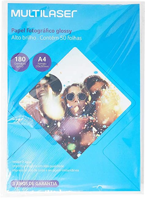 Papel Fotografico Glossy Brilho Grs Pe Multilaser Pct Fls