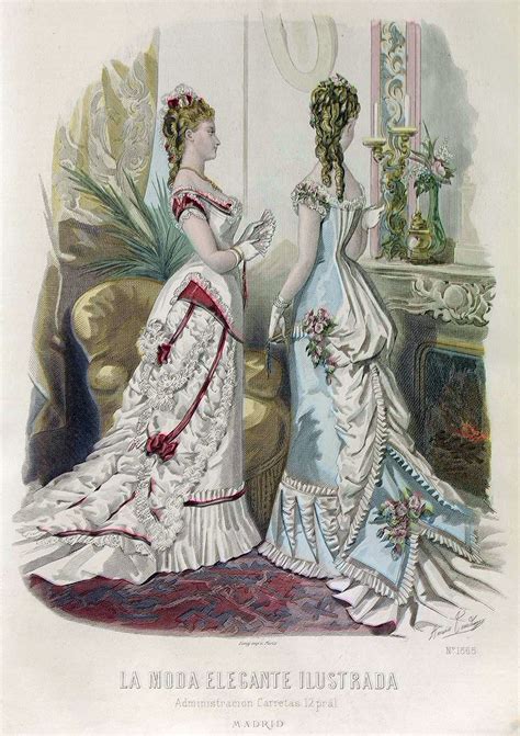 1877 La Moda Elegante Ilustrada Ryciny Fashion Plates Victorian