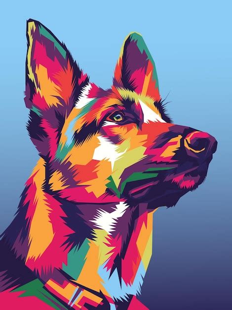 Cabeza De Perro Colorida En Estilo Pop Art Vector Premium