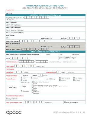 Fillable Online REFERRAL REGISTRATION RR FORM Fax Email Print PdfFiller