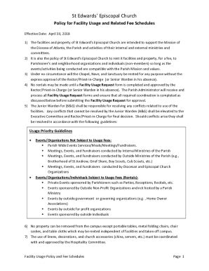 Fillable Online Policy For Facility Usage And Related Fee Schedules Fax