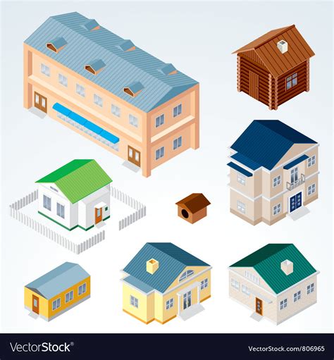 Isometric Houses Royalty Free Vector Image VectorStock