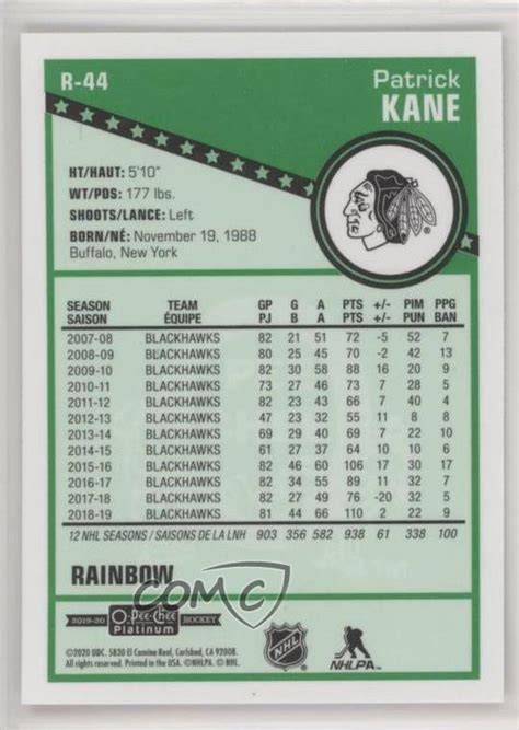 2019 20 O Pee Chee Platinum Retro Rainbow R 44 Patrick Kane For Sale