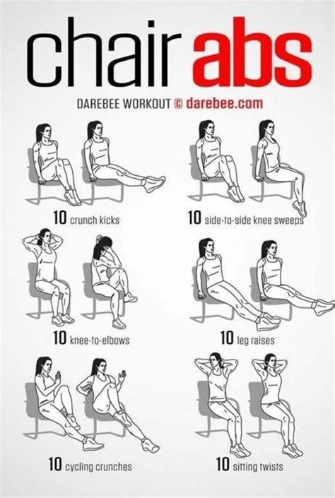 Go to do at work when sitting... | Chair exercises for abs, Office