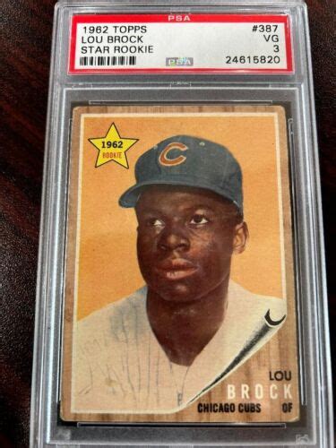 Topps Lou Brock Cubs Card Star Rookie Hof Psa Very Good