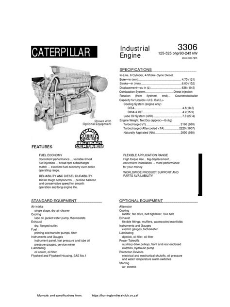 3306 Industrial Spec Sheet Pdf Diesel Engine Engines