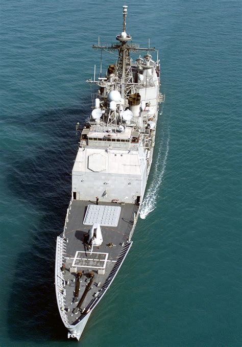 The USS BUNKER HILL CG 52 A Ticonderoga Class Cruiser Sails The