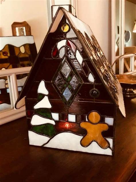 Stained glass gingerbread house | Stained glass christmas, Stained ...