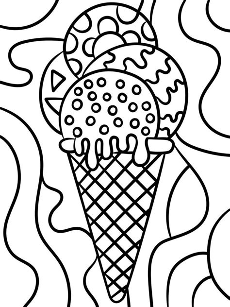 Ice Cream In Cone Sweet Food Coloring Page 17197911 Vector Art At Vecteezy