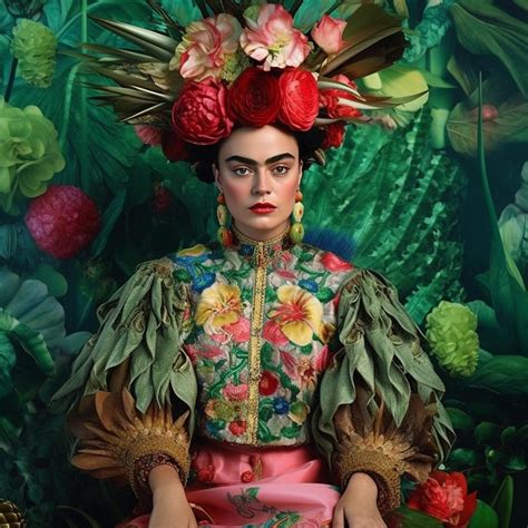 Frida Kahlo As Editorial Colorful Nature Themed By Asar Studios