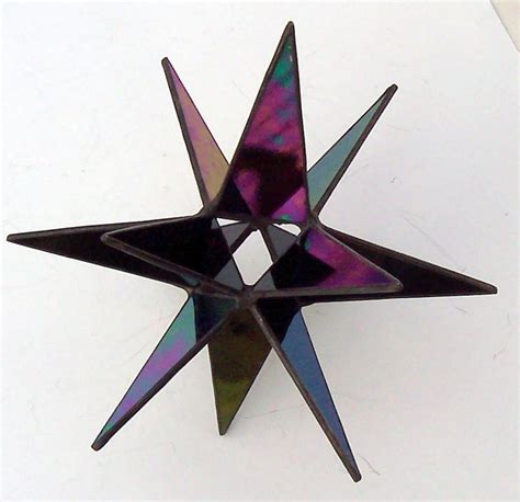 Stained Glass Med Tree Topper Iridescent Black Glass Etsy