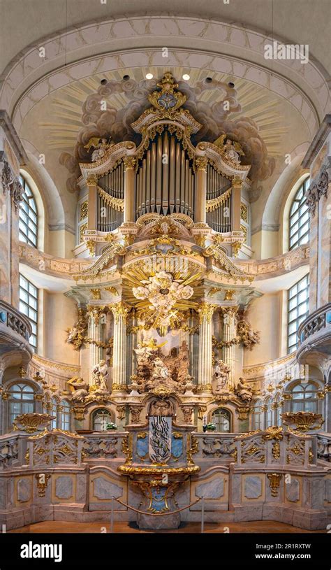 Altar And Organ Of The Frauenkirche Church Of Our Lady In Dresden