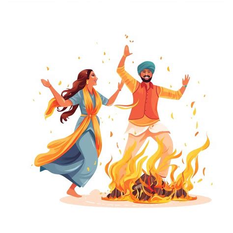 Premium AI Image Illustration Of Happy Lohri Festival With Bonfire