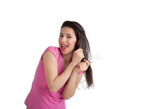 Beautiful Brunette With Long Hair Stock Photo Image Of Happiness Face 31290498