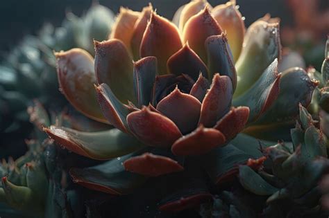 Premium Ai Image Green Succulent Plant With Water Drops A Striking