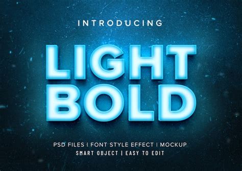 Premium Psd Light Bold Neon Font Style Effect Mockup