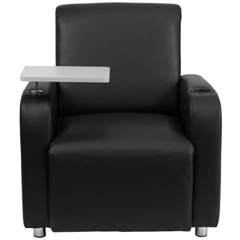 Flash Black Leathersoft Guest Chair With Tablet Arm Chrome