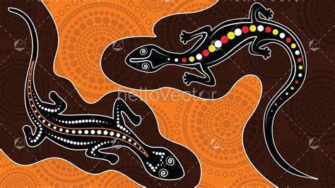 Lizard vector, Aboriginal art background with lizard. - Download ...