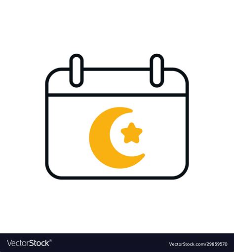 Ramadan moon and star calendar half line Vector Image