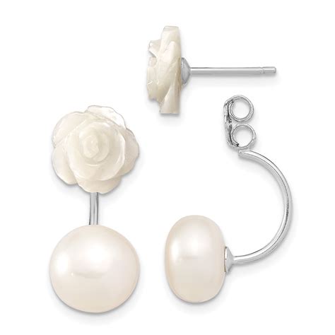 Primal Silver Sterling Silver Rhodium Plated 8 9mm FWC Button Pearl And