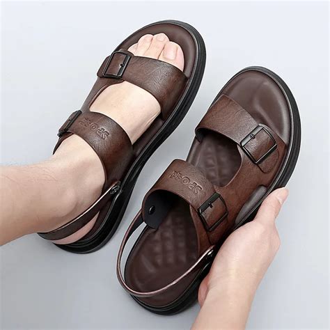 Sandalias De Cuero De Vaca Para Hombre Zapatos Informales