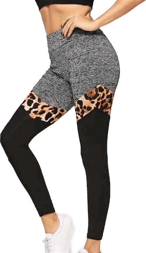 Skag Skang Women Gym Leggings Leopard Print Patchwork Butt Lift High