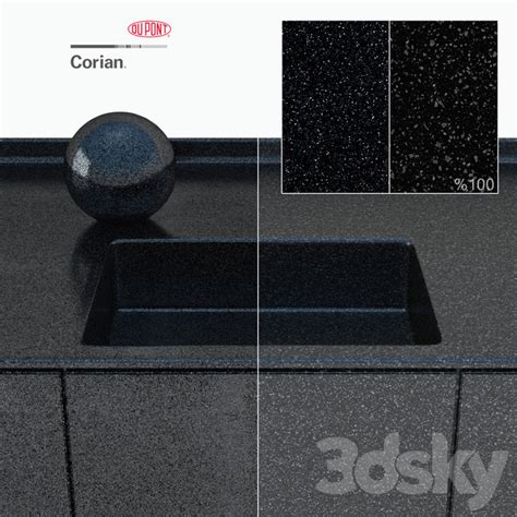 3d Models Stone Dupont Corian Kitchen Countertops Black 2