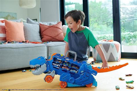 Детска играчка 2 в 1 Hot Wheels City Автовоз T Rex с 2 колички Отлична цена Ozone bg
