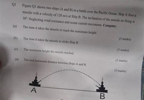 Solved Q1 Figure Q1 Shows Two Ships A And B In A Battle