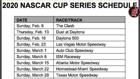 2020 Nascar Cup Series Schedule Pdf : 2020 nascar schedules (nascar cup ...