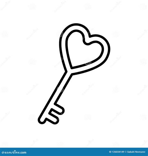 Heart Shaped Key Line Icon Old Key With Heart Vector Illustration