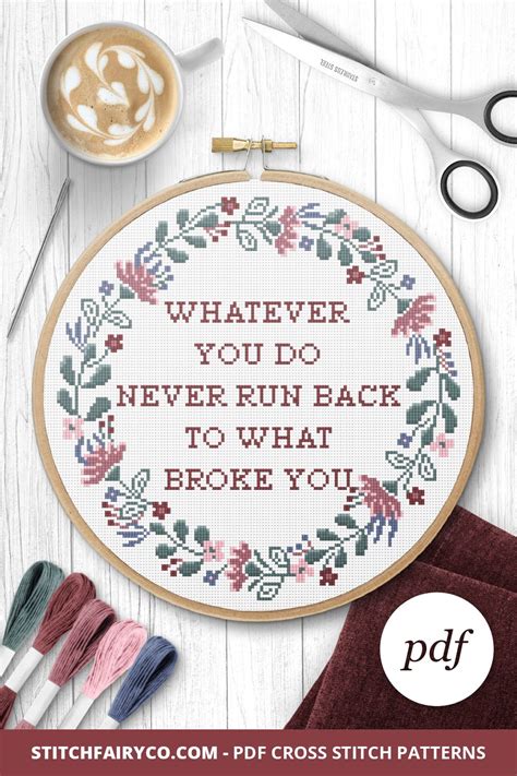 Whatever You Do Cross Stitch Pattern Quote Pattern Wreath Cross Stitch