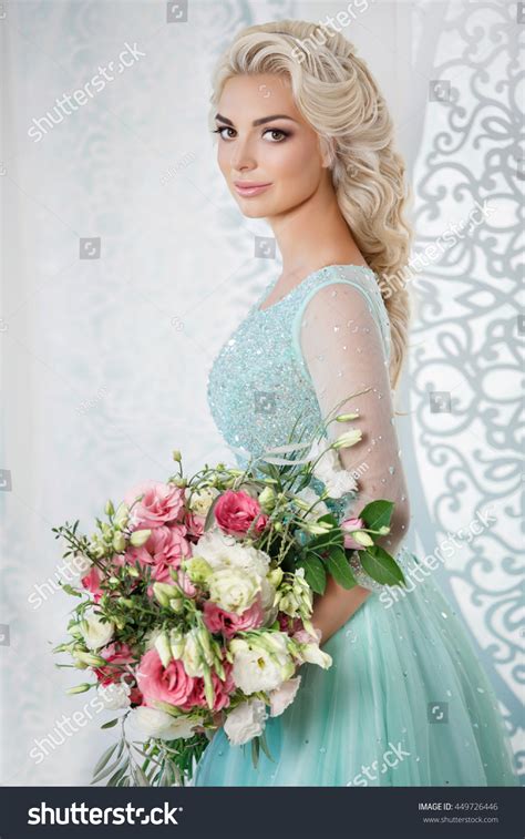 Fashion Blonde Woman Portrait Elegant Hairstyle Stock Photo 449726446