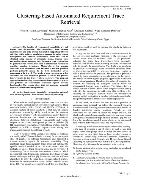 Pdf Clustering Based Automated Requirement Trace Retrieval