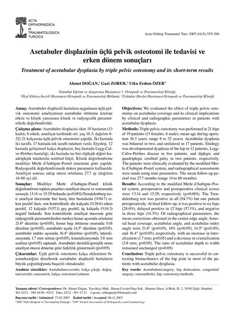 (PDF) [Treatment of acetabular dysplasia by triple pelvic osteotomy and ...