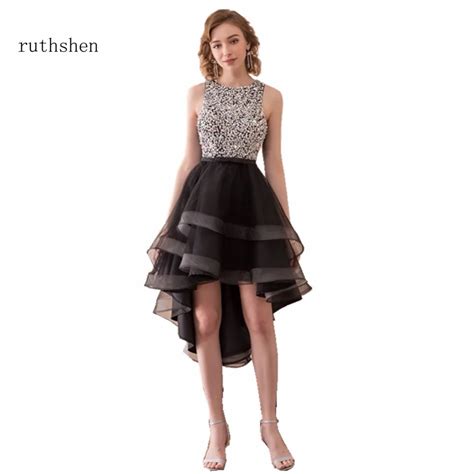 Ruthshen Asymmetrical Prom Dress Sequins Beaded Bodice Party Gown High