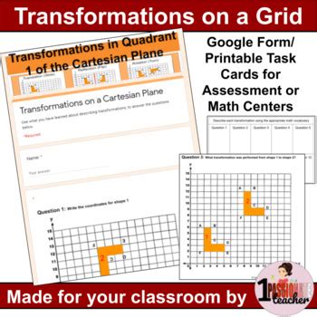 Coordinate Plane Transformations Bundle | 1st Quadrant by 1 Passionate ...