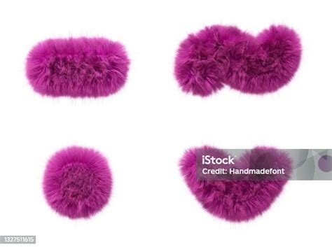 Pink Fur Alphabet Furry Symbols Isolated On White Background 3d Render