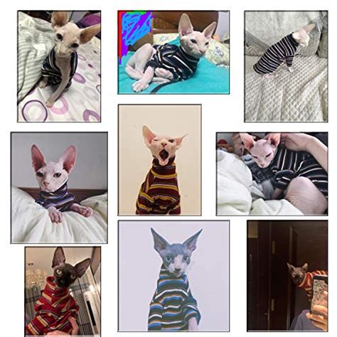 Bonaweite Hairless Cats Stripe T Shirt Breathable Cat Wear Clothes