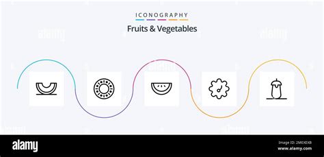 Fruits And Vegetables Line 5 Icon Pack Including Food Slice