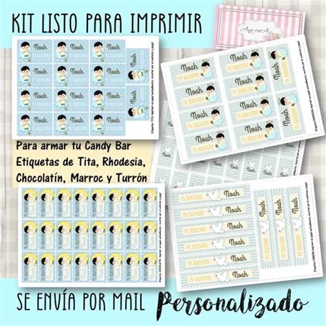 Kit Imprimible Bautismo Angelito Nene Mod Estampita En Venta En