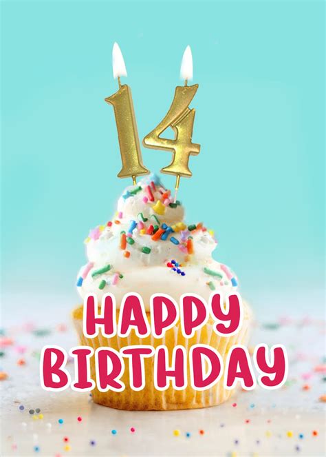 Custom Printable 14th Birthday Greeting, Downloadable 14th Birthday