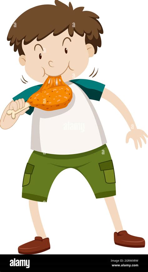 Little boy eating chicken Stock Vector Image & Art - Alamy