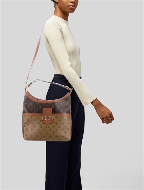 Louis Vuitton Reverse Monogram Dauphine Hobo Pm Brown Shoulder Bags